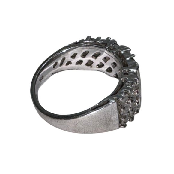 1/6 CT Diamond Triple Row Baguette Sterling Silver Ring - Picture 5 of 6